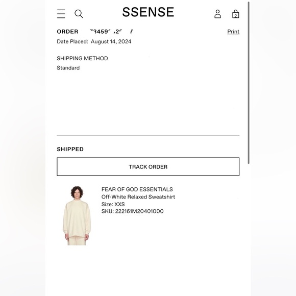 FOG ESSENTIALS Offwhite Relaxed Sweatshirt NWT - Picture 7 of 7